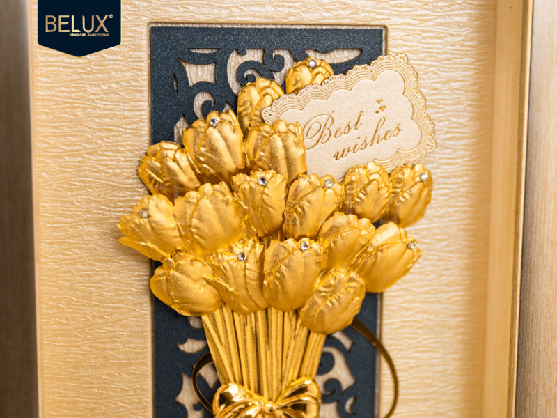 Tranh hoa Tuylip dát vàng 24k 26x13cm